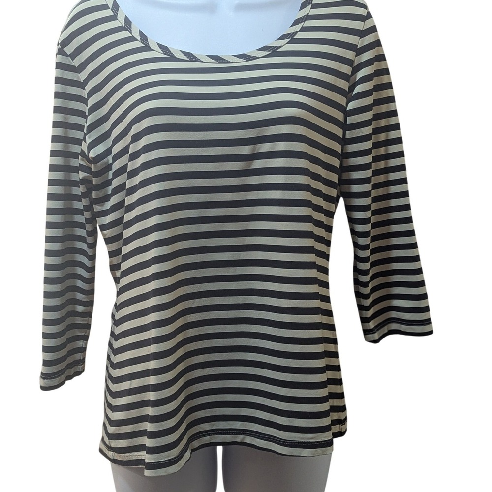 J. McLaughlin Womens Wavesong Catalina Striped Scoop Neck 3/4 Sleeve Top‎ Size M